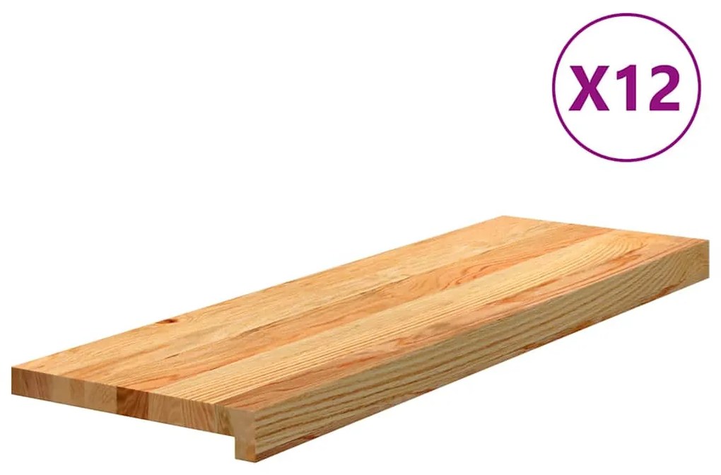 vidaXL Tapetes de escada 12 pcs 80x25x2 cm carvalho castanho-claro