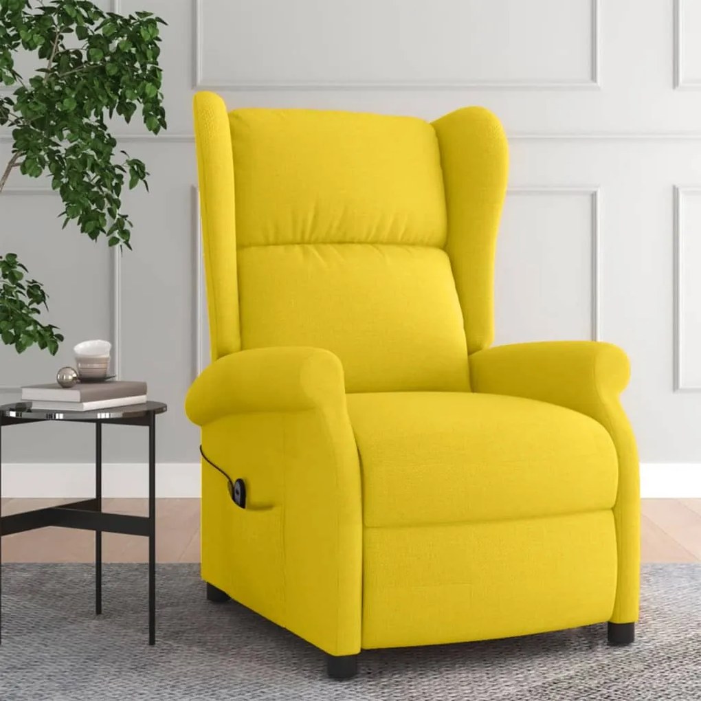 vidaXL Poltrona reclinável elétrica tecido amarelo-claro