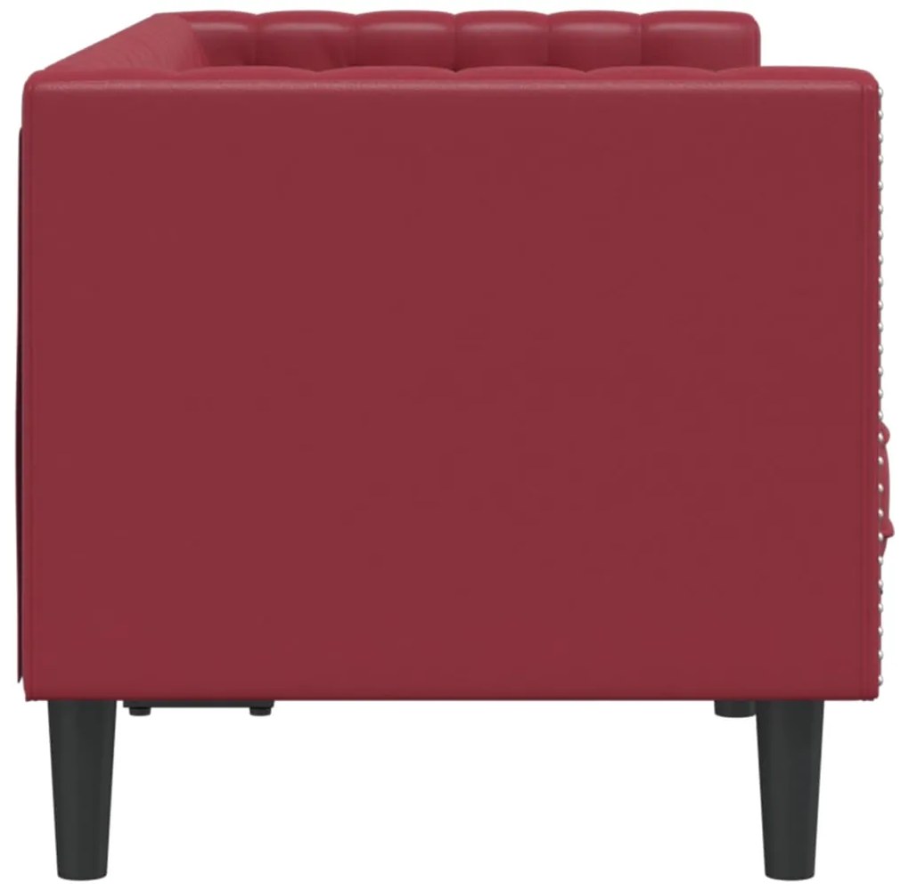 Sofá chesterfield 2 lugares couro artificial vermelho tinto