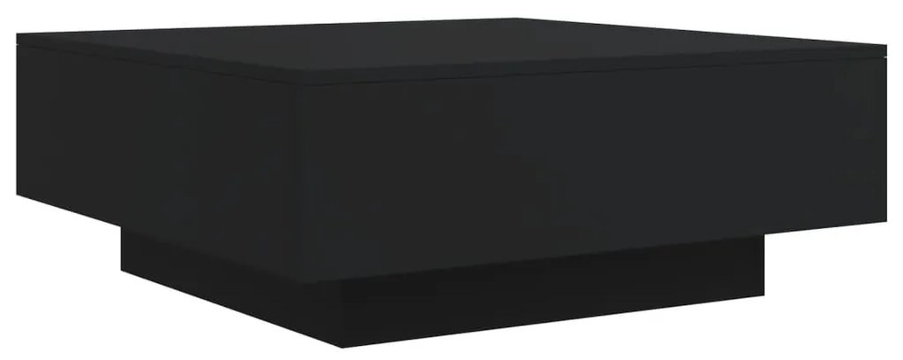 Mesa de centro com luzes LED 80x80x31 cm preto