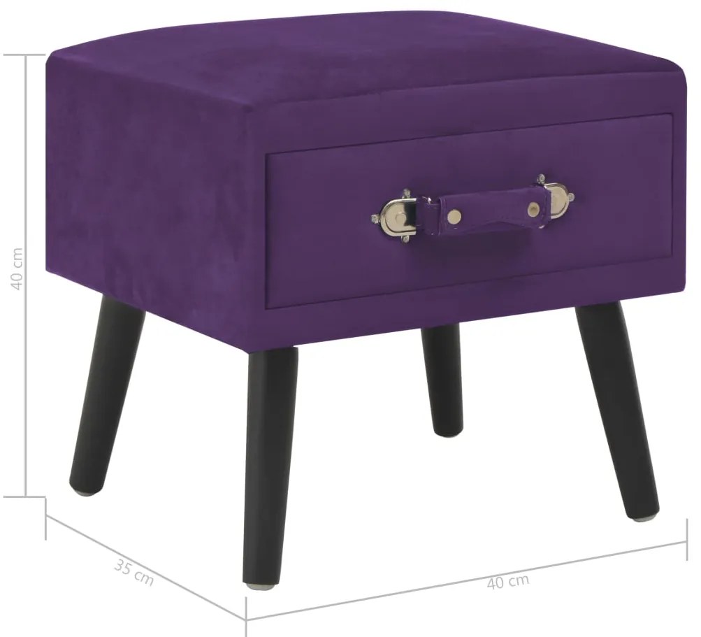 Mesas-de-cabeceira 2 pcs 40x35x40 cm veludo roxo-escuro