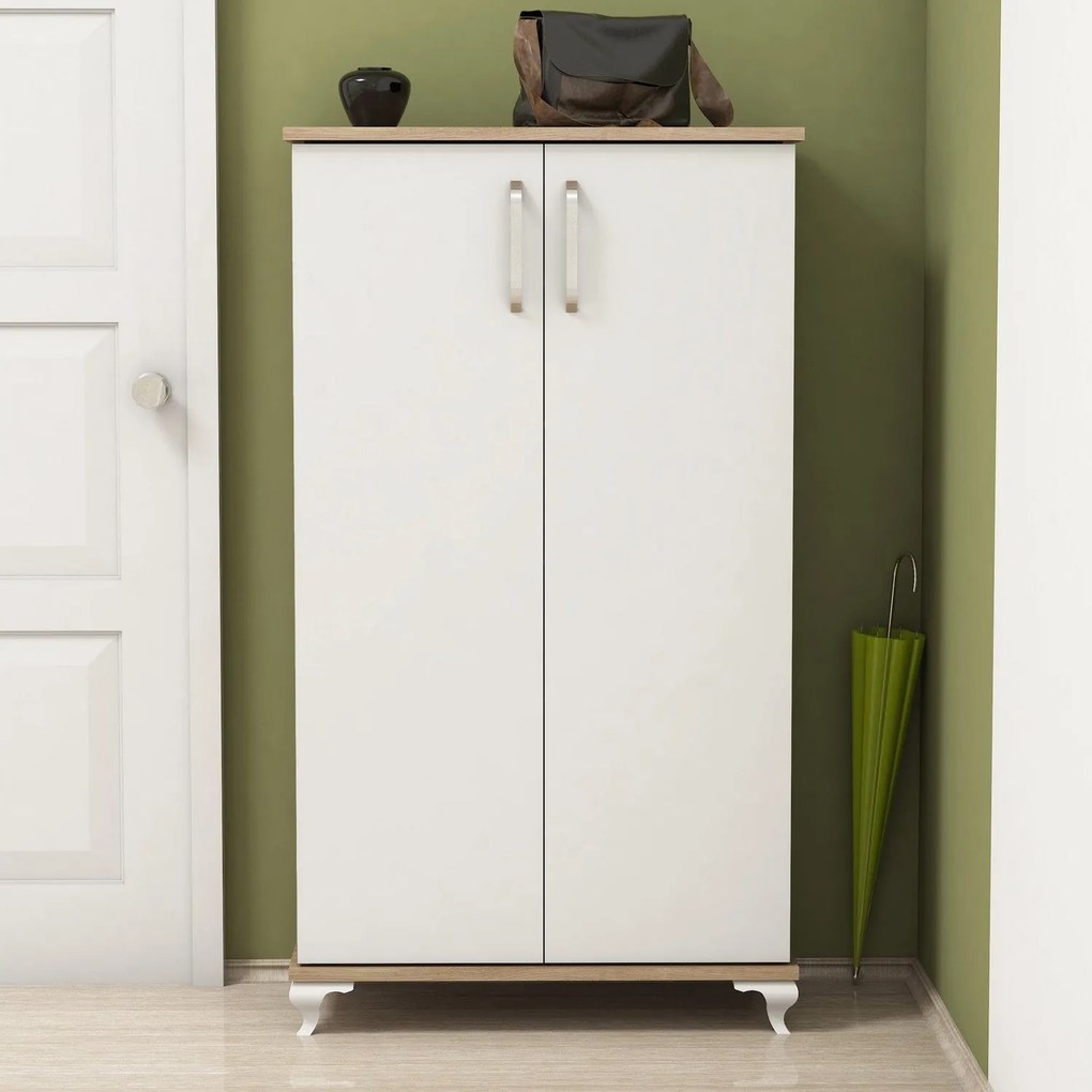 Sapateira Ari – Nogueira e Branco – 72x120x32,5 cm