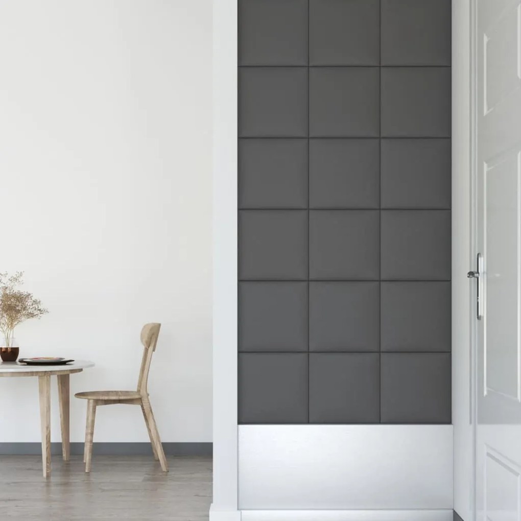 Painel parede 12 pcs 30x30cm couro artificial 1,08 m² cinza