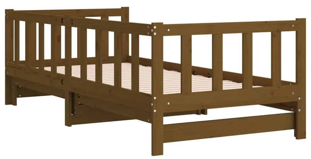 Estrutura sofá-cama de puxar 2x(90x190)cm pinho maciço castanho