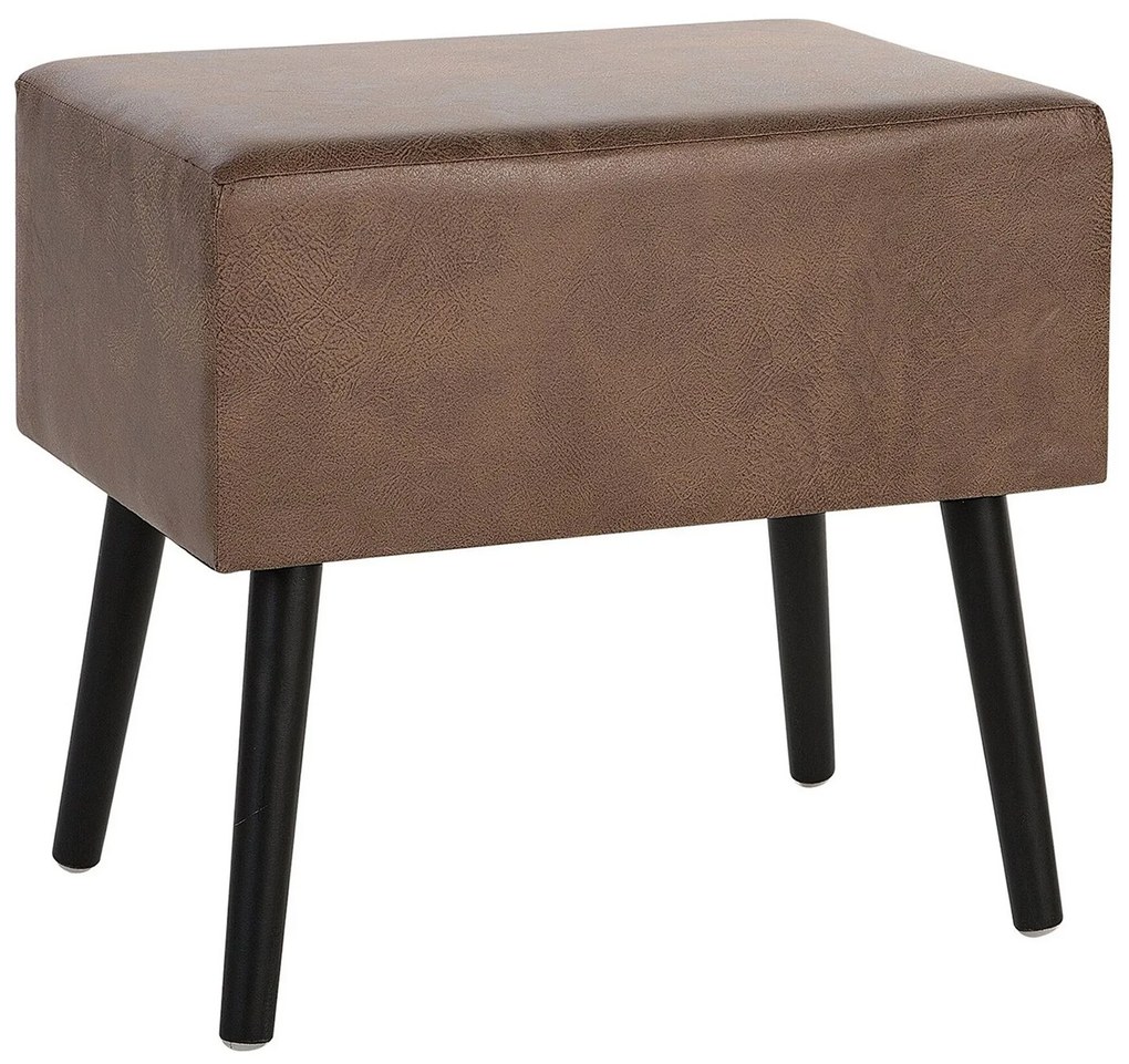 Mesa de cabeceira com 1 gaveta em pele sintética castanha EUROSTAR Beliani