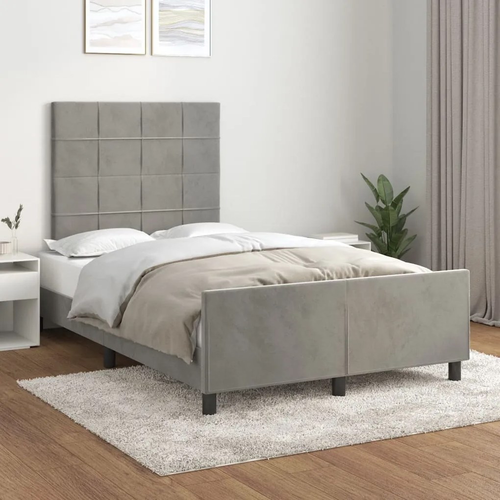 vidaXL Estrutura de cama sem colchão 120x200 cm veludo cinzento-claro