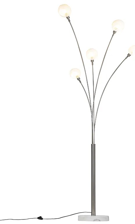 Candeeiro de pé design em aço 5 luzes - Sixties Marmo Moderno,Design