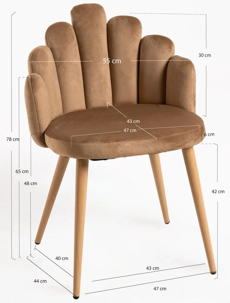 Cadeira Hand Veludo - Marrom