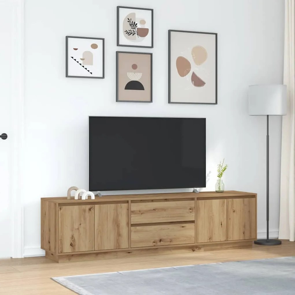 Móvel de TV com luzes LED 193,5x41x50 cm carvalho artisiano