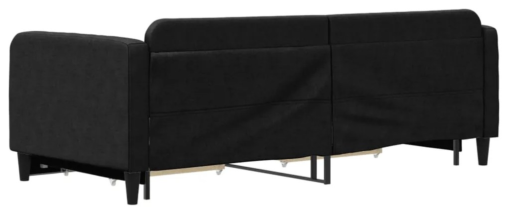 Sofá-cama com gavetão e gavetas 90x200 cm tecido preto