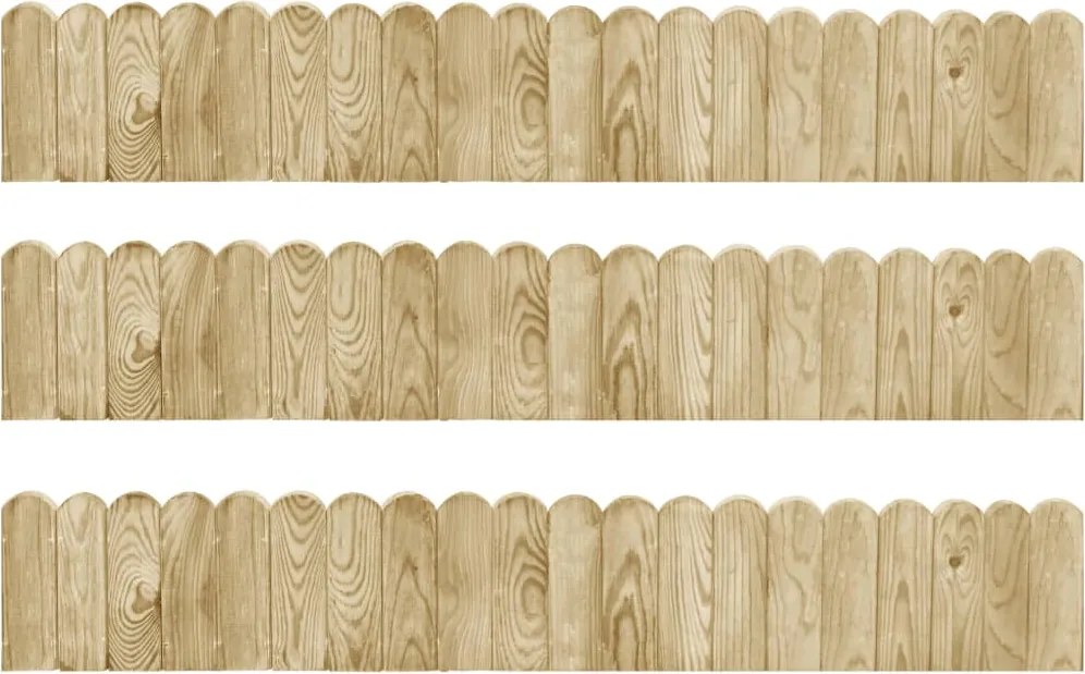 vidaXL Bordaduras em rolo 3 pcs 120 cm madeira de pinho impregnada