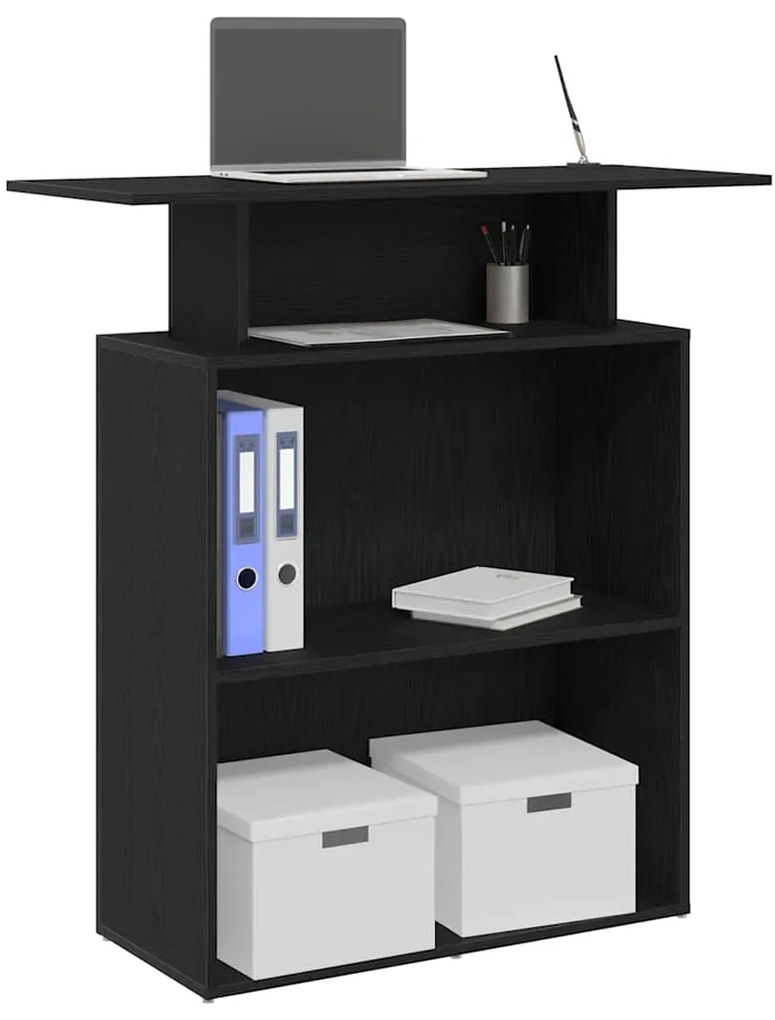 vidaXL Balcão de recepção preto 100x40x104 cm madeira projetada