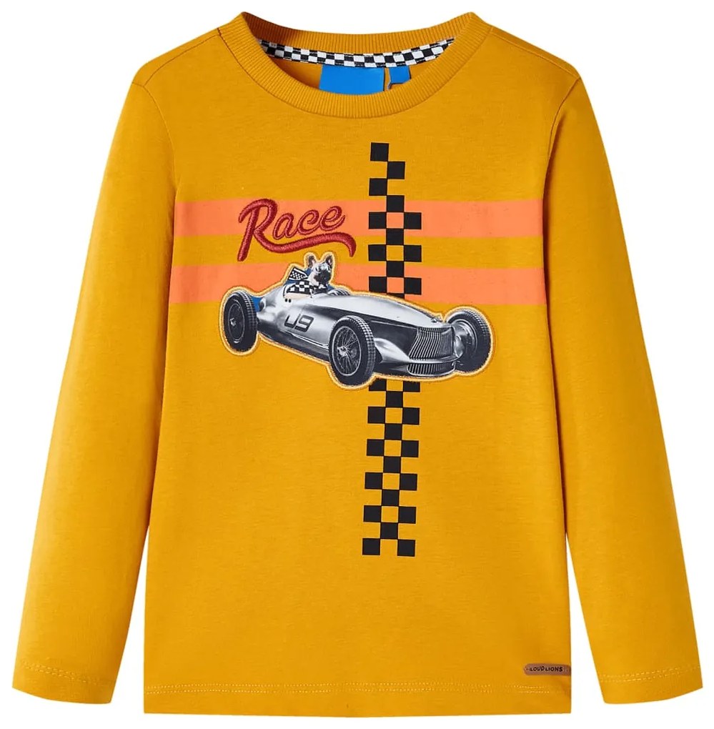 T-shirt de manga comprida para criança cor ocre 128