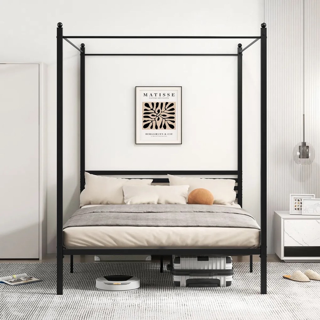 Cama de casal industrial 140x200 cm com base de metal e espaço de armazenamento na cabeceira de madeira, marrom rústico