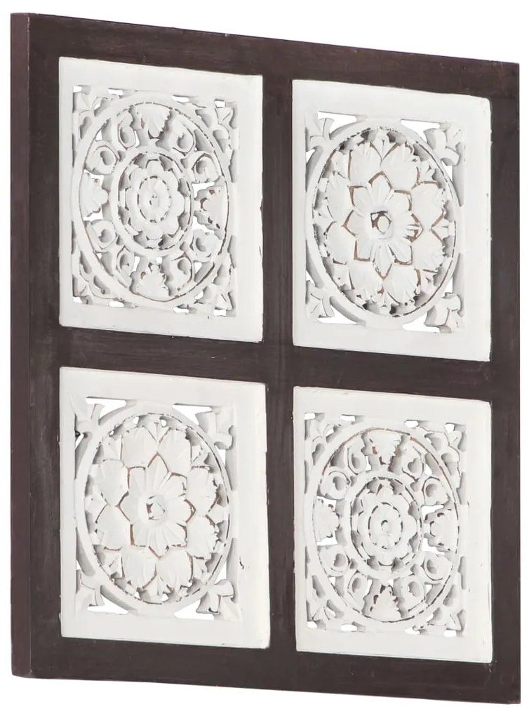 Painel parede esculpido à mão MDF 40x40x1,5 cm castanho/branco