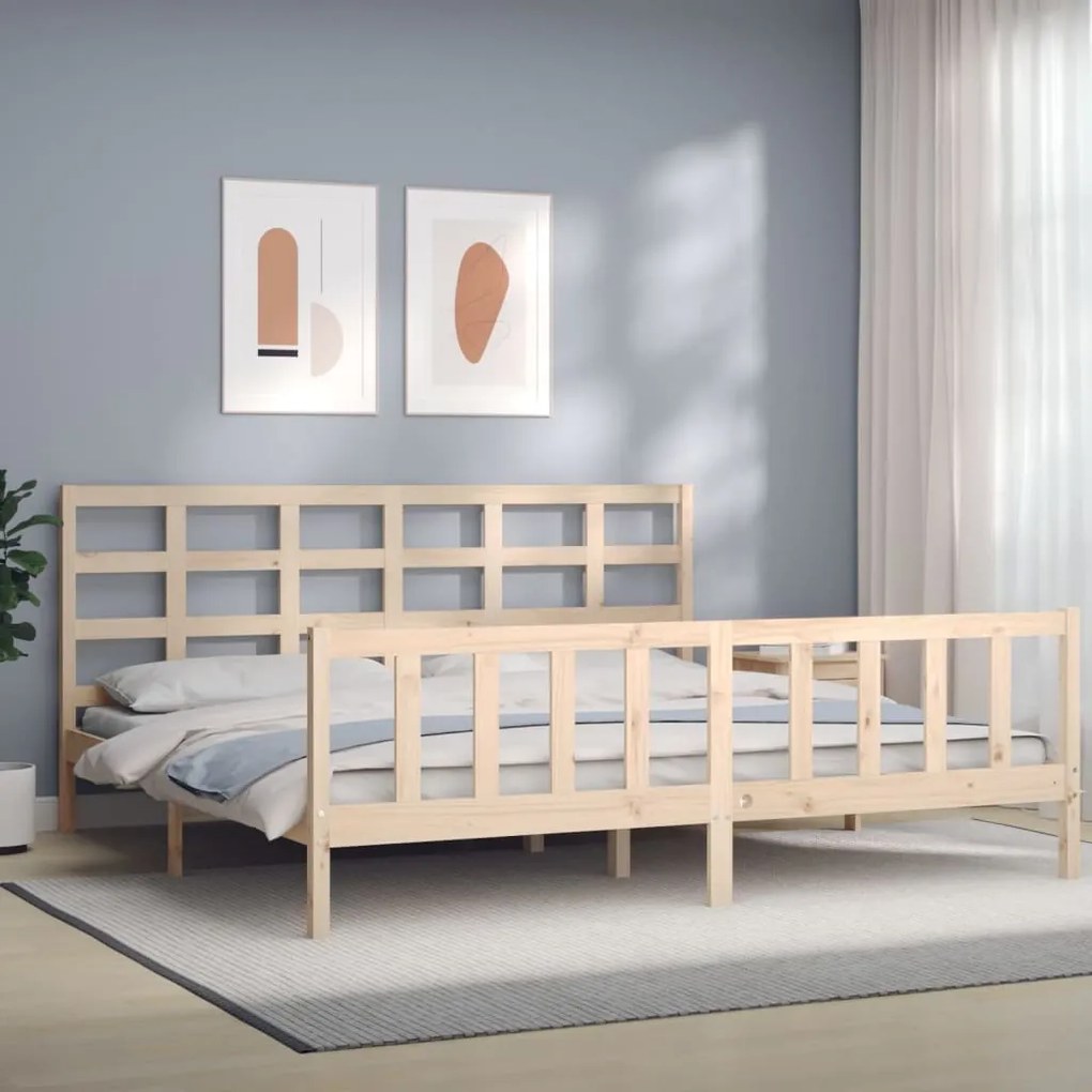 3192121 vidaXL Estrutura de cama com cabeceira 200x200 cm madeira maciça