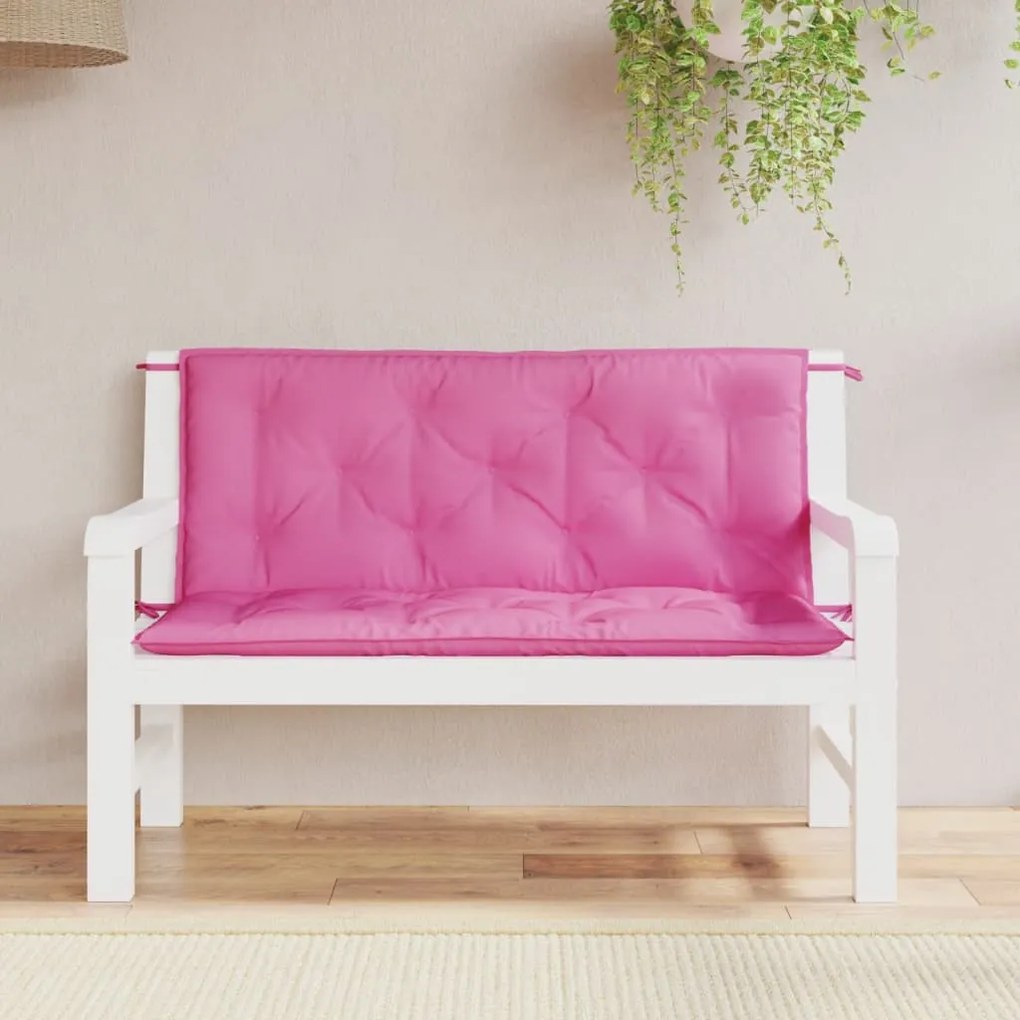 vidaXL Almofadões p/ banco de jardim 2 pcs 120x50x7 cm tecido rosa