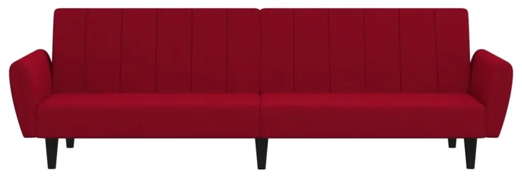 Sofá-cama de 2 lugares veludo vermelho tinto