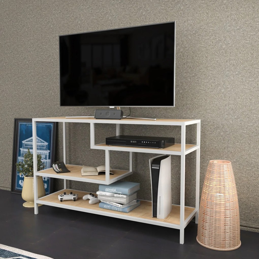 Móvel de TV Robbins – Branco Carvalho – 120x39x75 cm