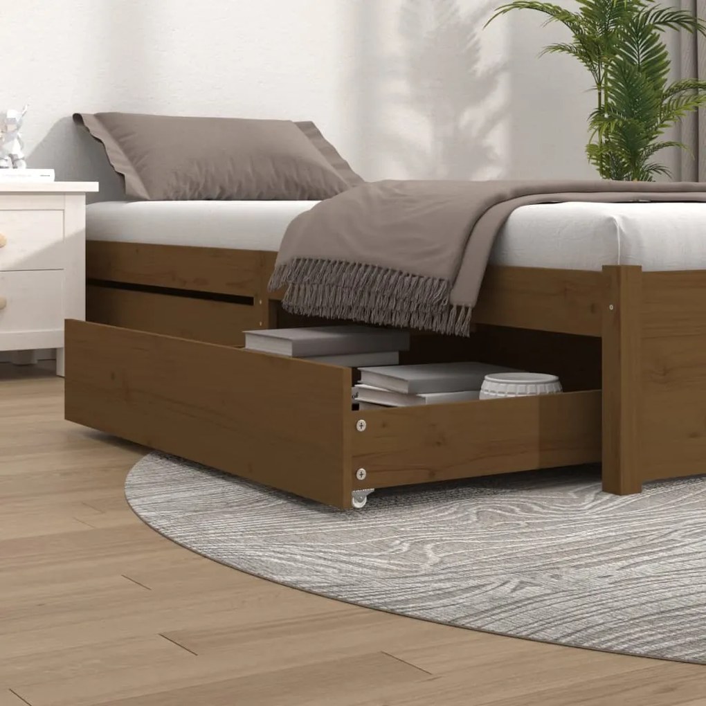 814982 vidaXL Gavetas de cama 2 pcs madeira de pinho maciça castanho mel