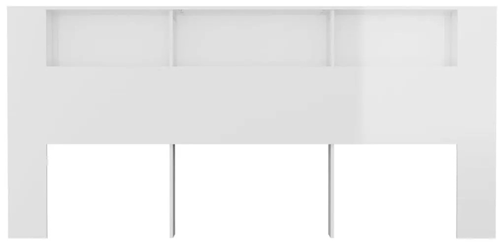 Armário de cabeceira 220x18,5x104,5 cm branco brilhante