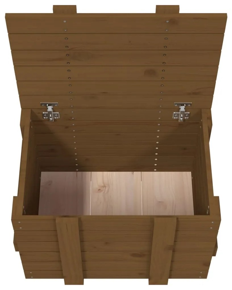 Caixa de arrumação 58x40,5x42 cm pinho maciço castanho mel