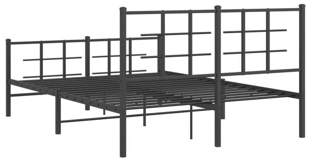 Estrutura de cama com cabeceira e pés 140x190 cm metal preto
