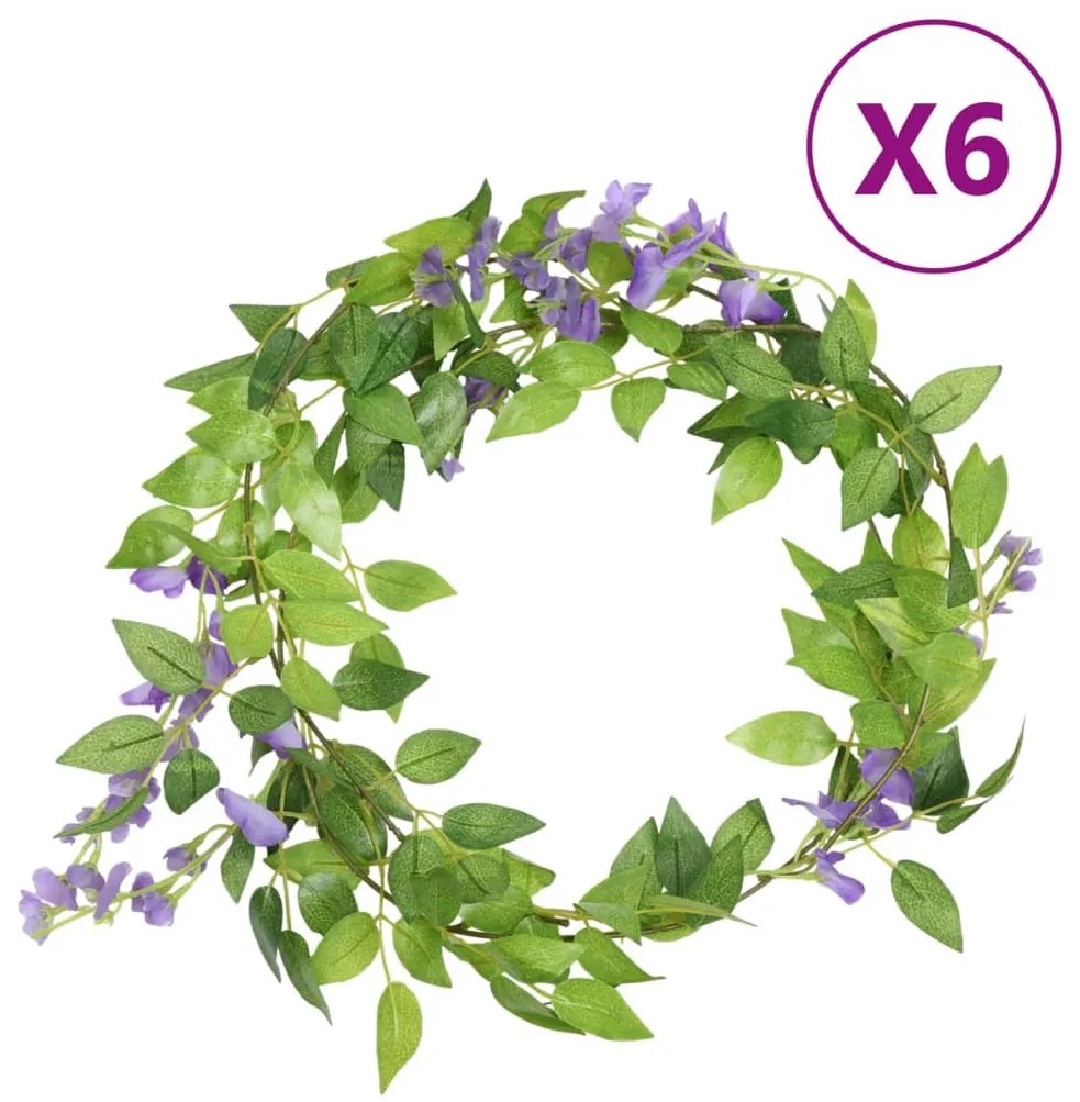 vidaXL Grinaldas de flores 6 pcs 200 cm roxo