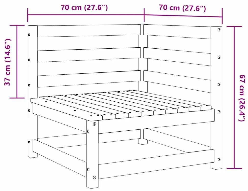 3 pcs conjunto lounge de jardim pinho maciço