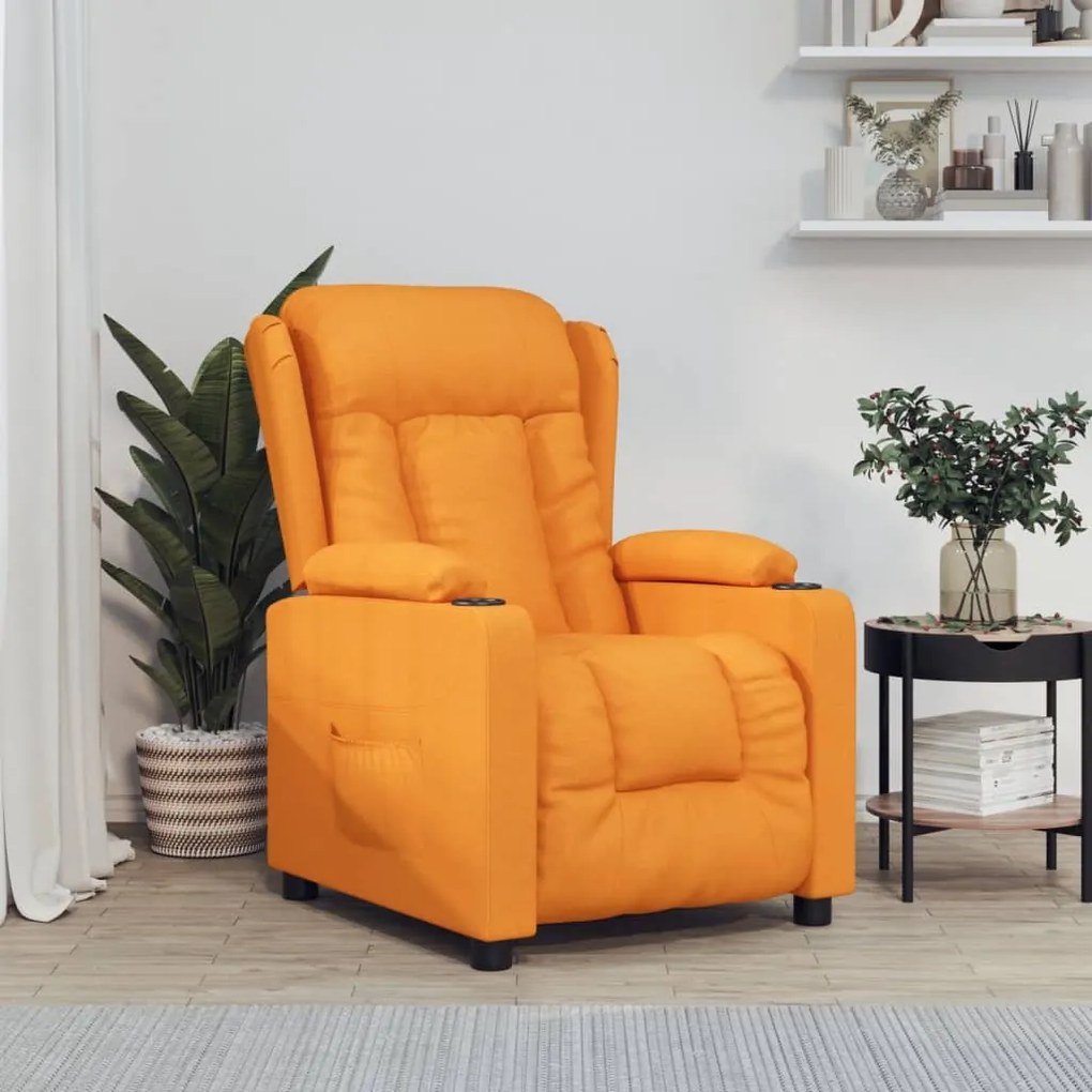 vidaXL Poltrona reclinável tecido amarelo-escuro