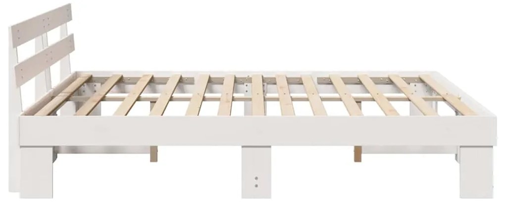 Estrado de cama com cabeceira branca 180x200 cm Madeira Maciça Pinho