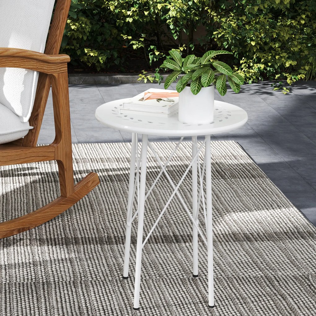 Mesa de Jardim Redonda Mesa de Varanda Ø40x50 cm com Pés Ajustáveis e