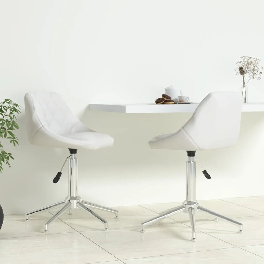 vidaXL Cadeiras de jantar giratórias 2 pcs couro artificial branco