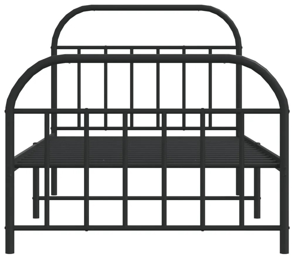 Estrutura de cama com cabeceira e pés 107x203 cm metal preto