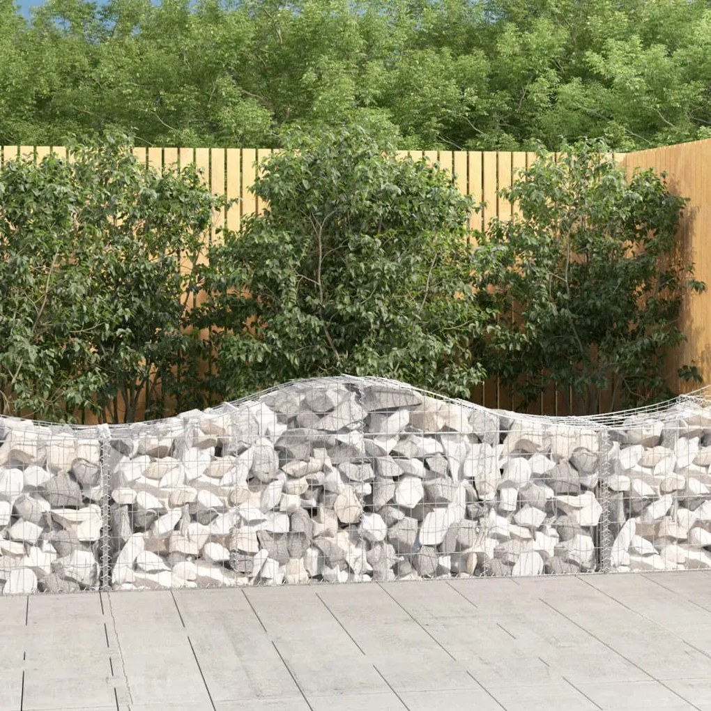Cestos gabião arqueados 3 pcs 200x50x60/80 cm ferro galvanizado