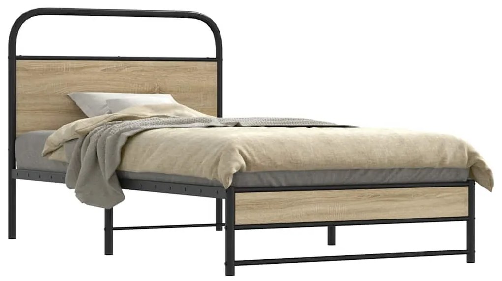 Estrutura cama s/ colchão derivados de madeira carvalho fumado