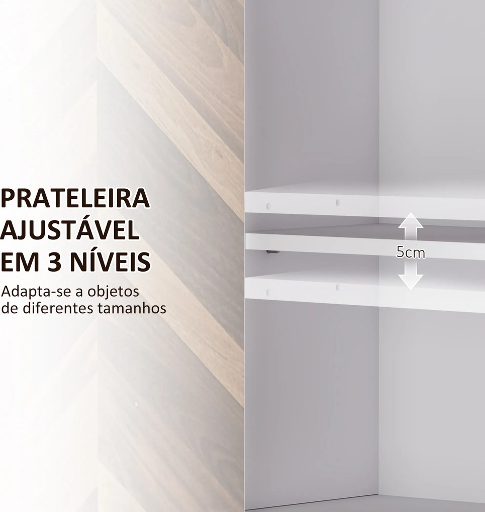 Armário de Parede para Casa de Banho com 2 Portas Prateleiras Ajustáveis e Prateleira Aberta 59x20x60 cm Branco e Madeira