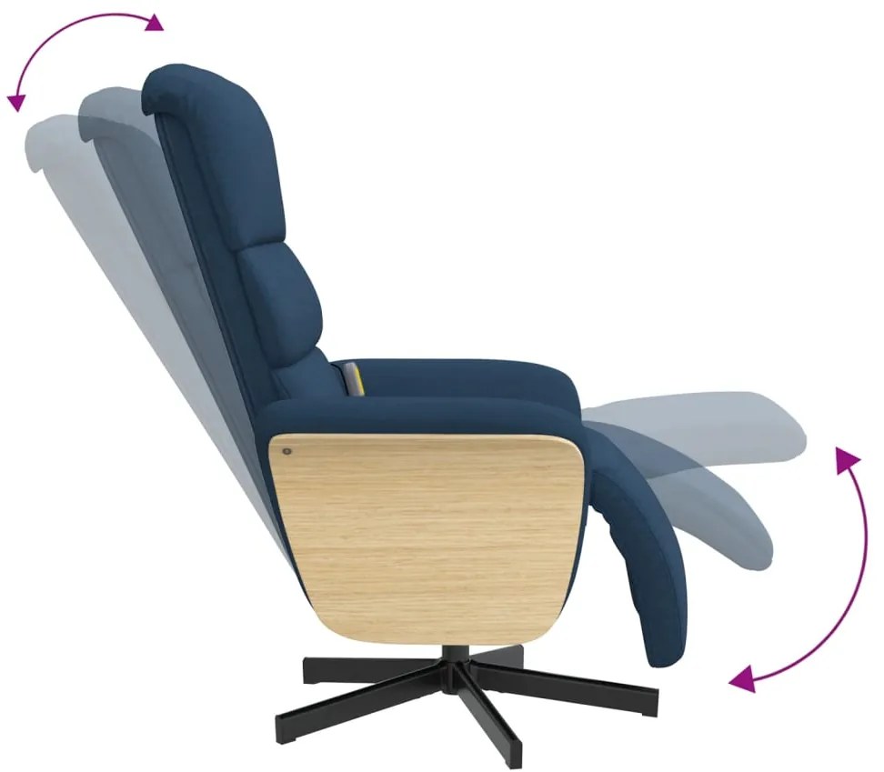 Cadeira de massagens reclinável c/ apoio de pés tecido azul