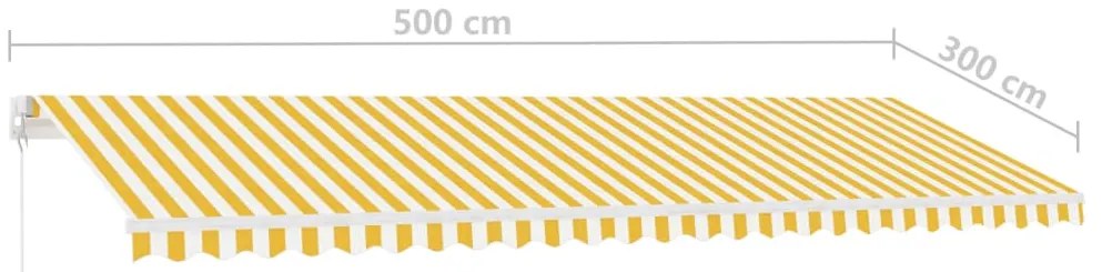 Toldo retrátil manual independente 500x300 cm amarelo e branco