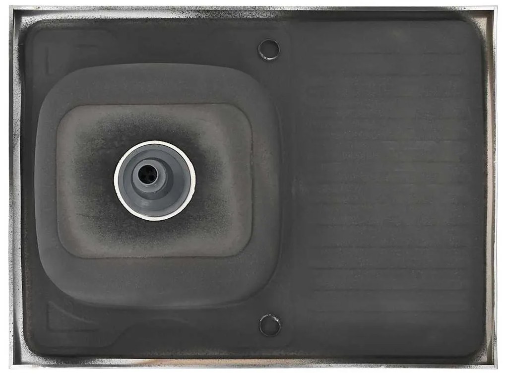 Lava-louça cozinha + escorredor 800x600x155mm aço inox prateado