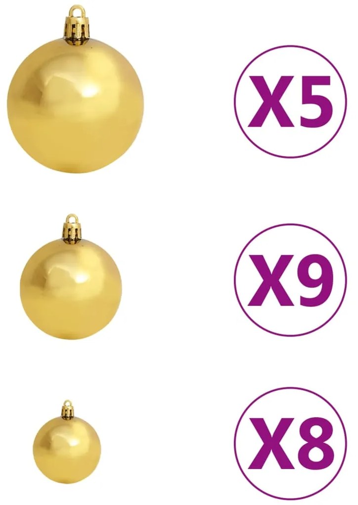 Conj. de bolas de natal 61pcs c/ pico e 150 LEDs dourado/bronze