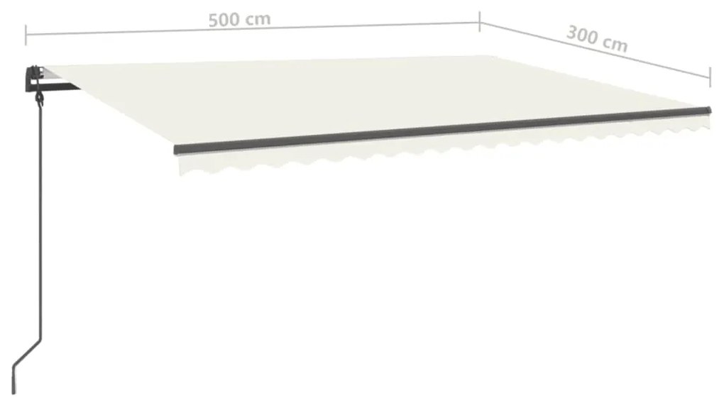 Toldo retrátil manual com postes 5x3 m cor creme