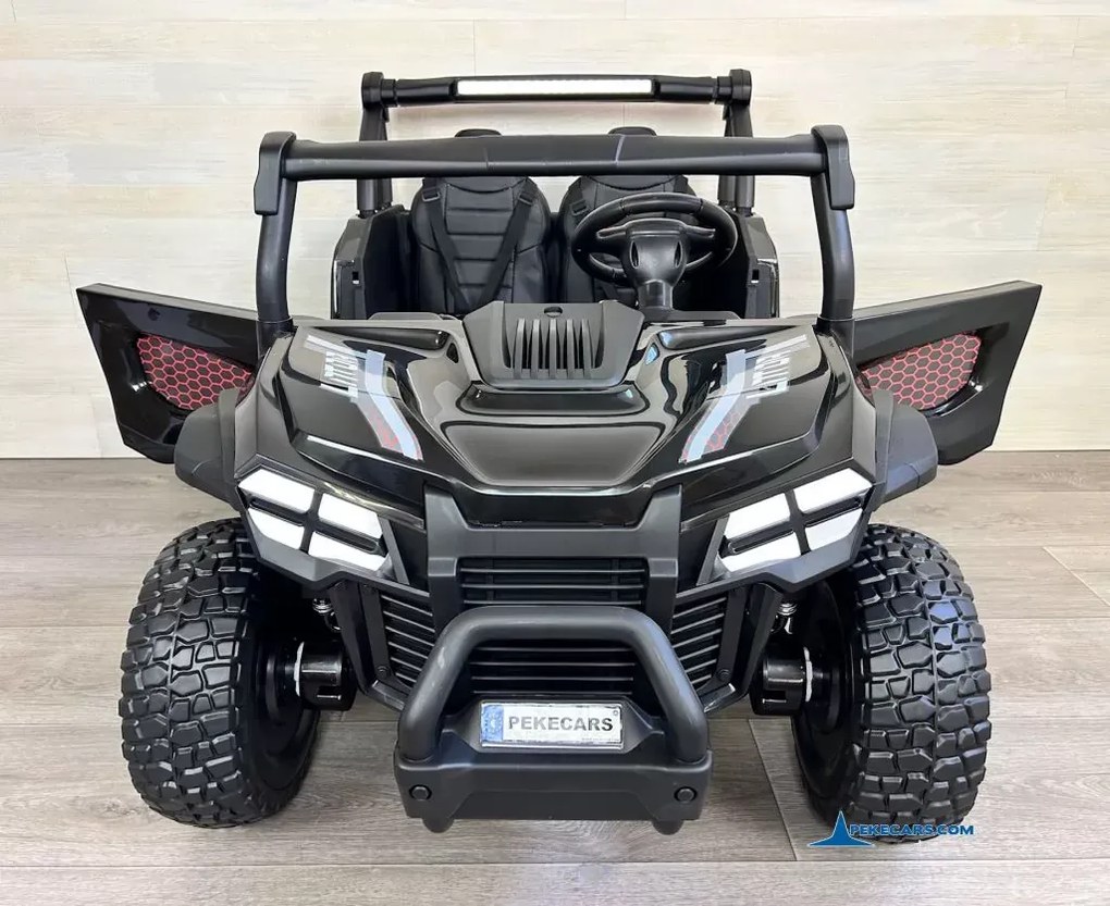 Buggy elétrico para crianças 2 lugares 1000R 4x4 24V, Rodas de borracha, Banco em pele sintética Preto