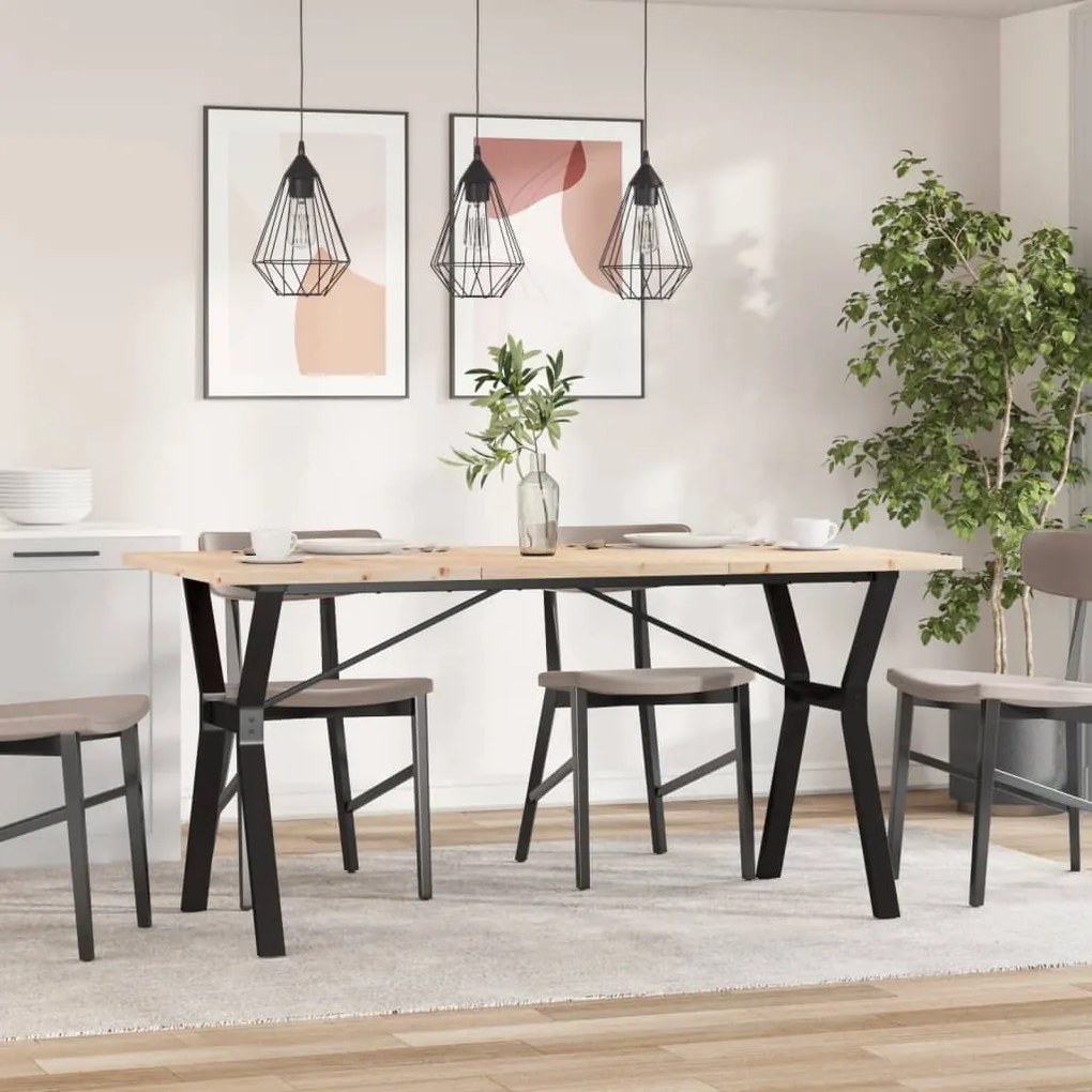 Mesa de jantar estrutura em Y 160x80x75,5cm pinho/aço
