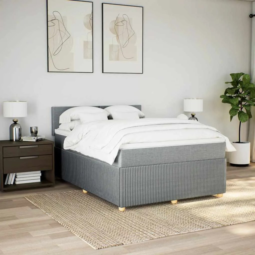 Cama com molas/colchão 140x190 cm tecido cinzento-claro