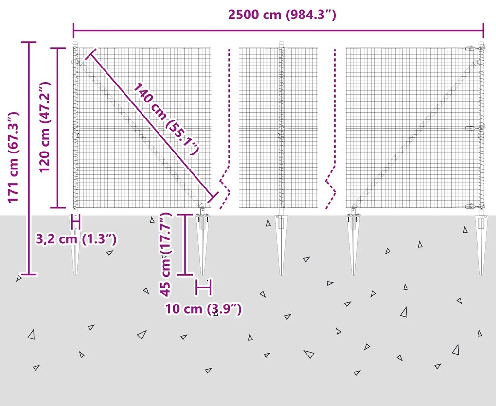 Cerca de Fio Soldado com 13 Postes de Estaca Verde 1,2x25 m Aço