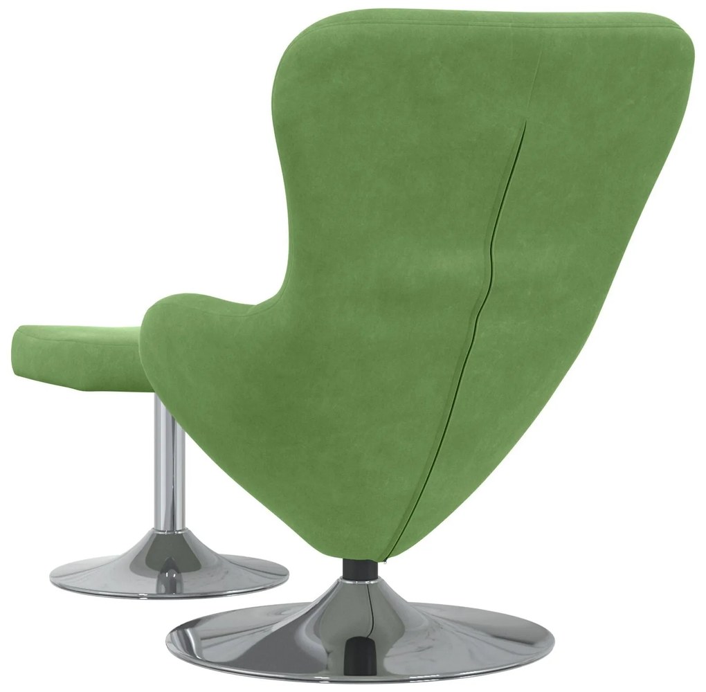 Poltrona Egg vidaXL com Otomana Veludo Verde Claro