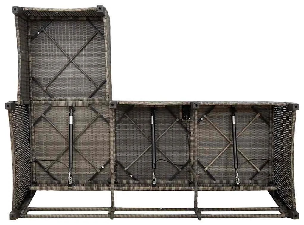 3 pcs conjunto sofás de jardim com almofadões em L vime PE