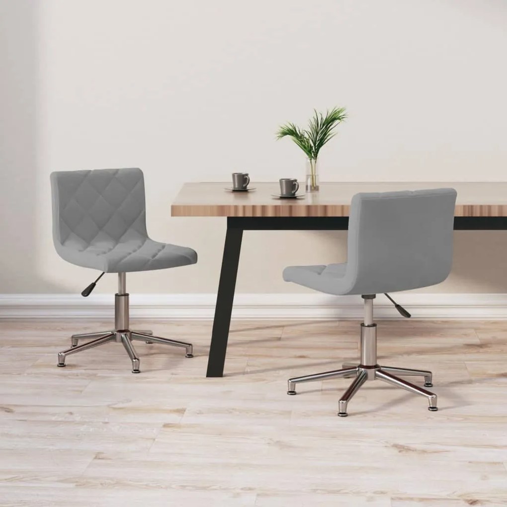 vidaXL Cadeiras de jantar giratórias 2 pcs veludo cinzento-claro