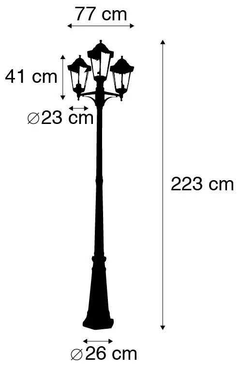 LED Lanterna de exterior inteligente preta 3 luzes com Wifi ST64 - New Orleans Rústico ,Country / Rústico,Clássico / Antigo